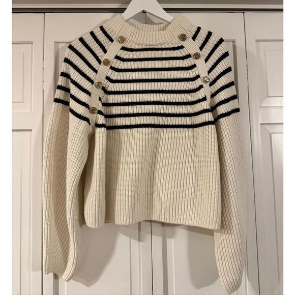 H&M preppy mariner striped bottom sweater chunky knit M - Picture 3 of 10